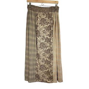 Nothing Matches Plaid Maxi Skirt Brown M Boho Indie Folk Peasant Patchwork Artsy